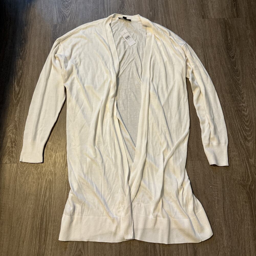 Ann Taylor Long Line Cardigan White NWT‎ Medium